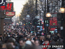 Crowds of people shopping