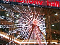 The Wheel, reflected in the Symphony Hall 