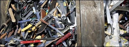 Knives collected by the police