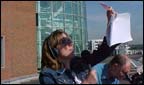 Sarah looking through a solar viewer.