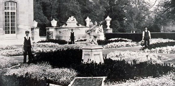 The garden team in the Italian Garden at Wrest Park, Bedfordshire in the 1920s