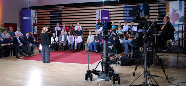 The audience ready to record the Spending Review debate at Durham Johnston School