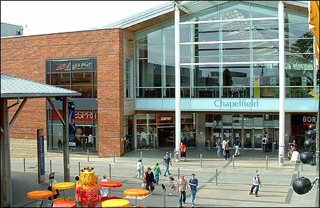 The BBC Big Screen outside Chapelfield in Norwich