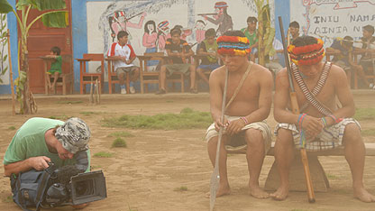 Matt filming some of the Achuar men