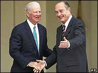 James Baker se encontra com Jacques Chirac em Paris