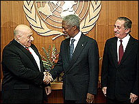 Annan, Denktaş ve Papadopulos 2004 Şubat'ında