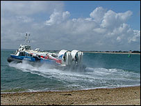 The Hovercraft setting off from Southsea