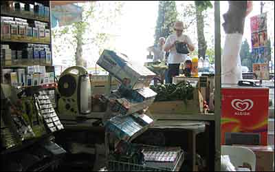 نگاه به بيرون از داخل يک بقالی