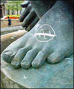 Anti Nazi symbol in chalk