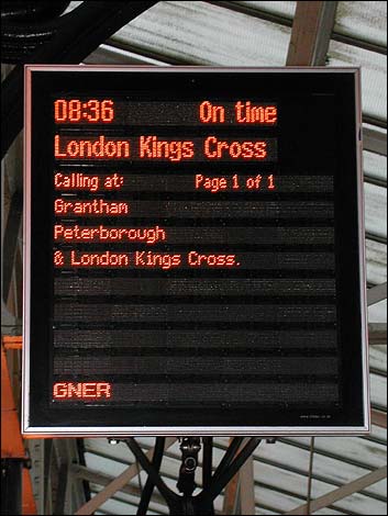 Departure board, York railway station