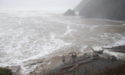 The worst storm in 10 years hits Oregon - 23ft @ 6 secs on local charts.