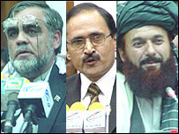 سه وزير جنجالی، (از راست به چپ): اکبر اکبر، اميرزی سنگين و يوسف پشتون