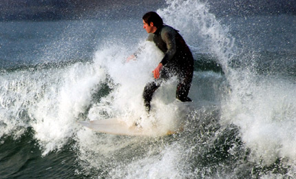 Hossegor France, already way overhead, and the crowds gather to attempt this mightiest of beach breaks. Pic Mark, Oct 06