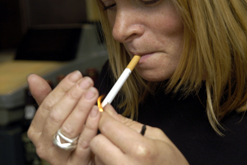 Woman smoking cigarette