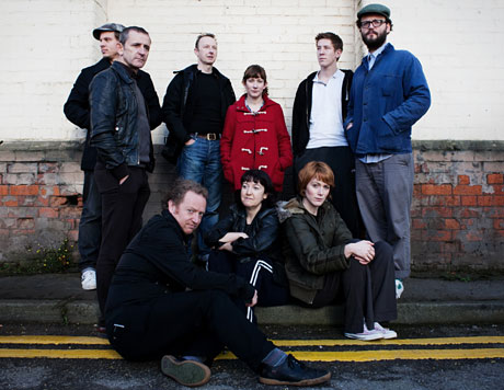 The cast with the director of The Dark Philosophers. Photo: Gareth Phillips