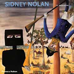 Bookcover: Tom Rosenthal's Biography of Sydney Nolan showing one of his paintings, The Death of Constable Scanlon, courtesy of Thames & Hudson Publishers