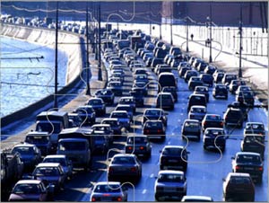 Jigsaw puzzle. Moscow traffic jam.