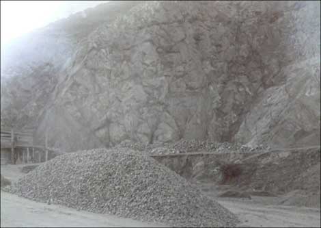 Stones at Wyche quarry in the Malvern Hills