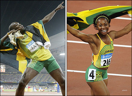 Jamaica's Usain Bolt and Shelly-Ann Fraser