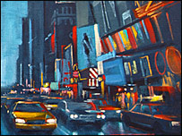 Detail from Blue Time Square by Phil Wilson