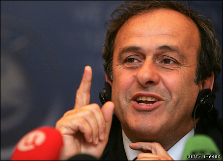 Uefa President Michel Platini speaks at a press conference in Moscow on 20 May