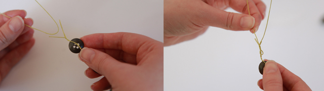 Hands holding a button and thread