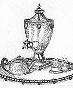 Tea tray and urn